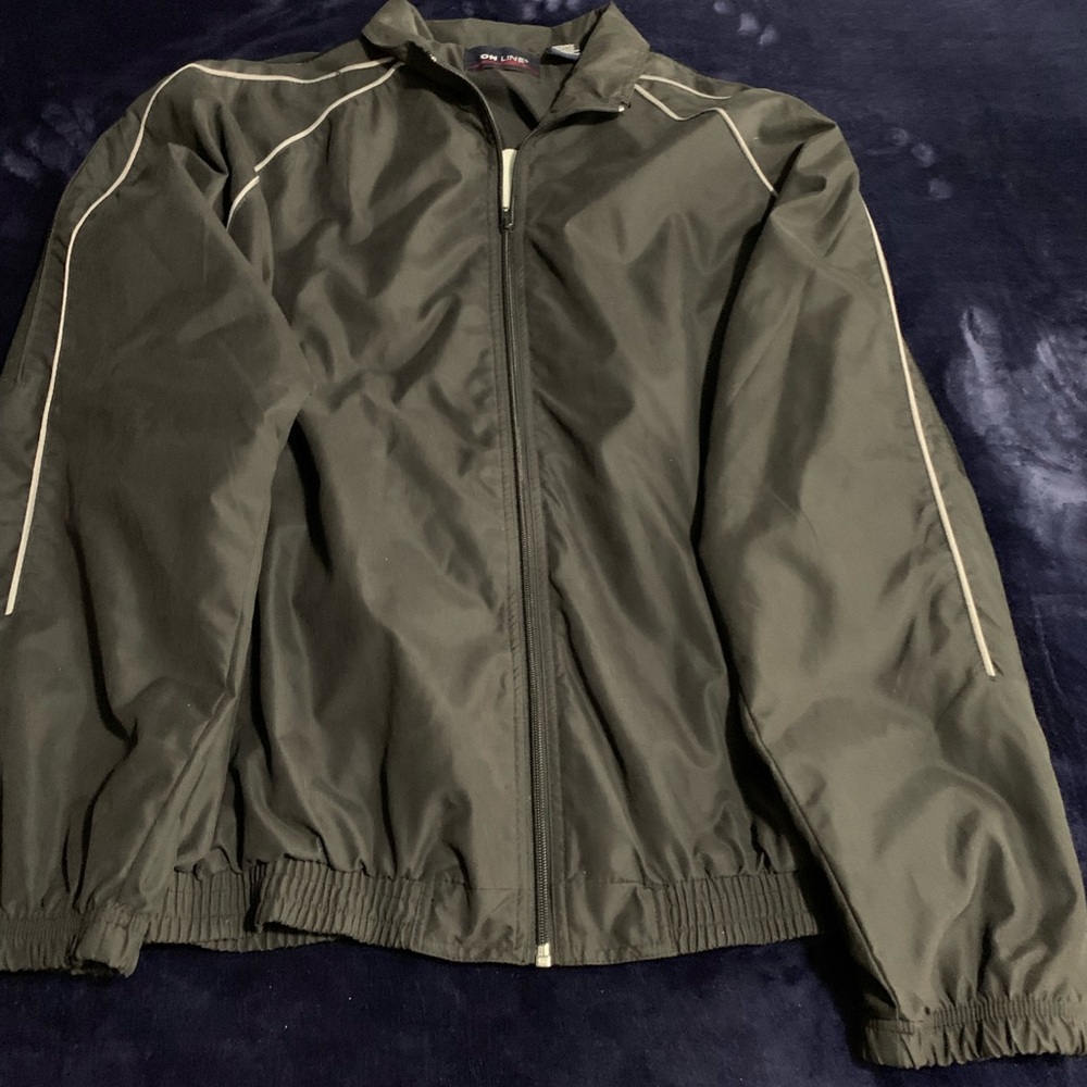 Men's On Line Black Jacket and pants warm up outfit.